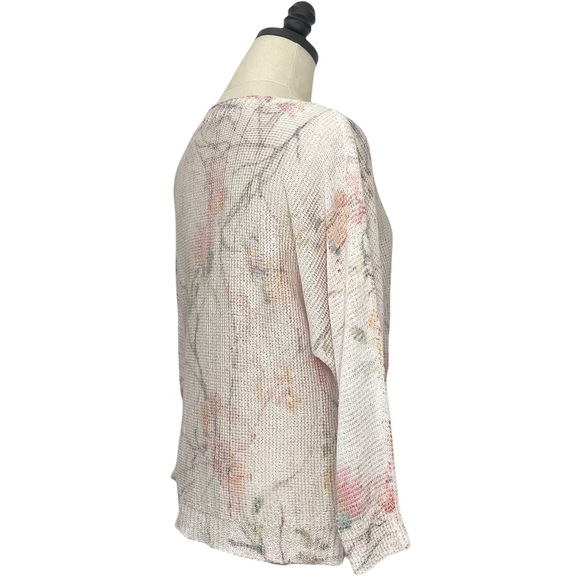 Sioni Boatneck Dolman Sleeve Floral Print Sweater Pale Pink Size Medium - Picture 4 of 14